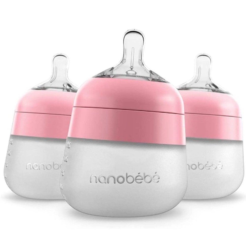 9 Nanobebe Flexy Silicone Bottles, 9 Flow-1 nipples, 9 Flow-2 nipples